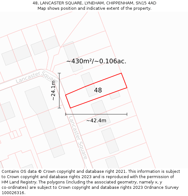 48, LANCASTER SQUARE, LYNEHAM, CHIPPENHAM, SN15 4AD: Plot and title map