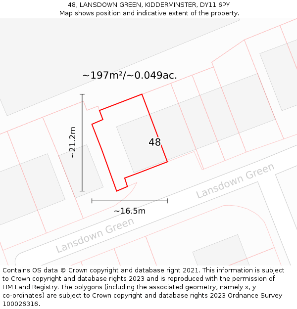 48, LANSDOWN GREEN, KIDDERMINSTER, DY11 6PY: Plot and title map
