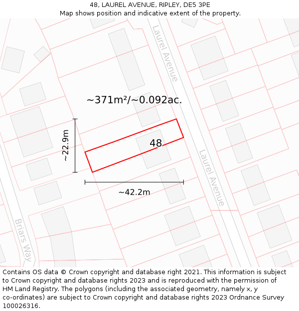 48, LAUREL AVENUE, RIPLEY, DE5 3PE: Plot and title map