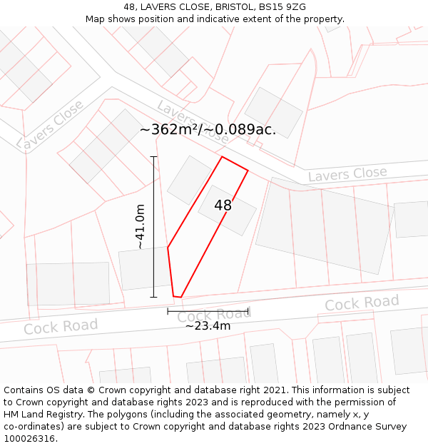 48, LAVERS CLOSE, BRISTOL, BS15 9ZG: Plot and title map