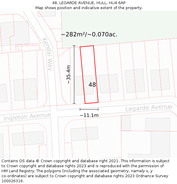 48, LEGARDE AVENUE, HULL, HU4 6AP: Plot and title map