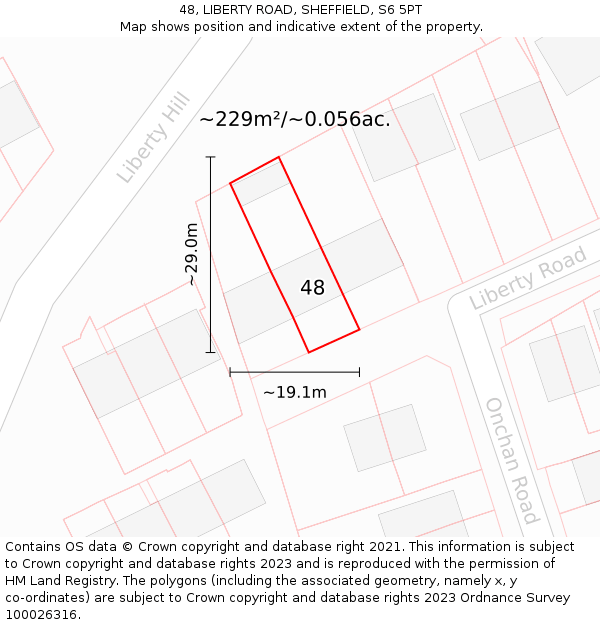 48, LIBERTY ROAD, SHEFFIELD, S6 5PT: Plot and title map
