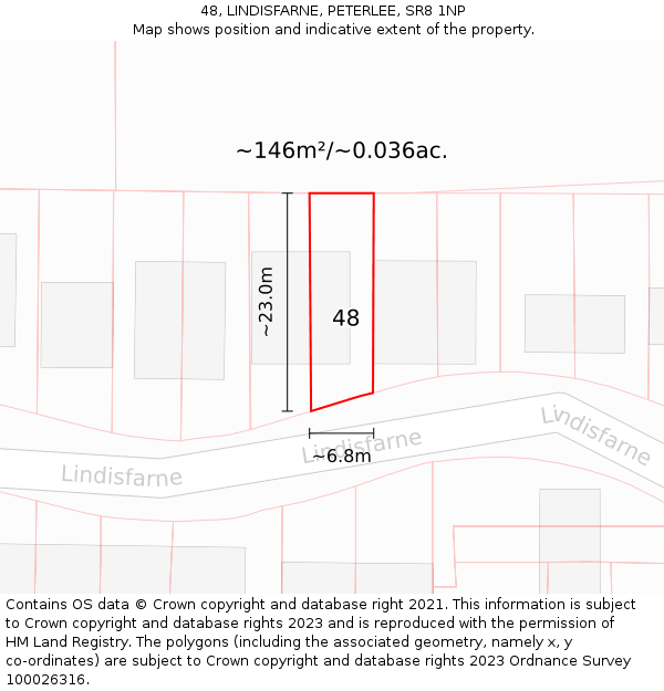 48, LINDISFARNE, PETERLEE, SR8 1NP: Plot and title map