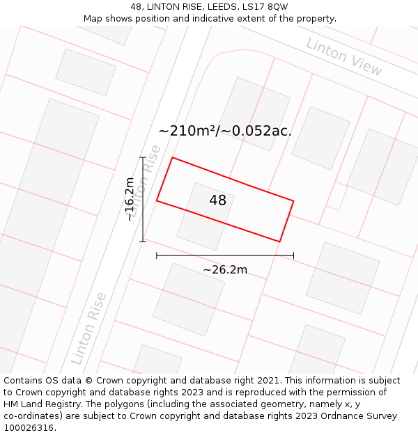 48, LINTON RISE, LEEDS, LS17 8QW: Plot and title map