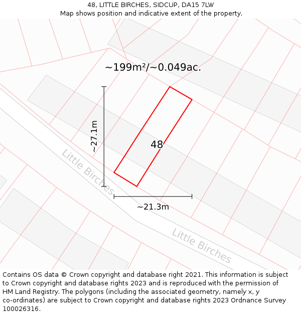 48, LITTLE BIRCHES, SIDCUP, DA15 7LW: Plot and title map