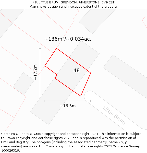 48, LITTLE BRUM, GRENDON, ATHERSTONE, CV9 2ET: Plot and title map