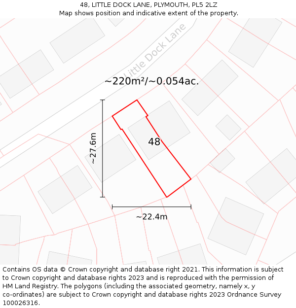 48, LITTLE DOCK LANE, PLYMOUTH, PL5 2LZ: Plot and title map