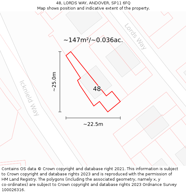 48, LORDS WAY, ANDOVER, SP11 6FQ: Plot and title map