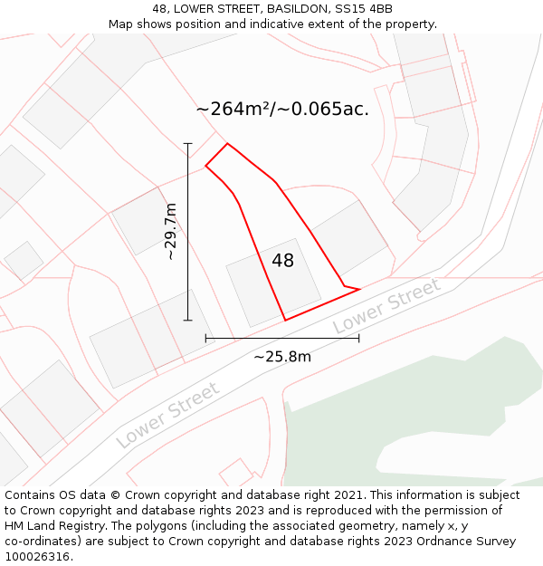 48, LOWER STREET, BASILDON, SS15 4BB: Plot and title map