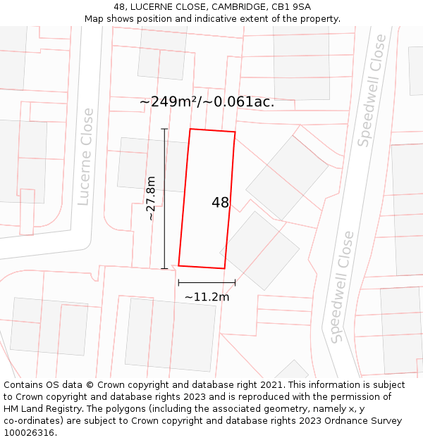 48, LUCERNE CLOSE, CAMBRIDGE, CB1 9SA: Plot and title map