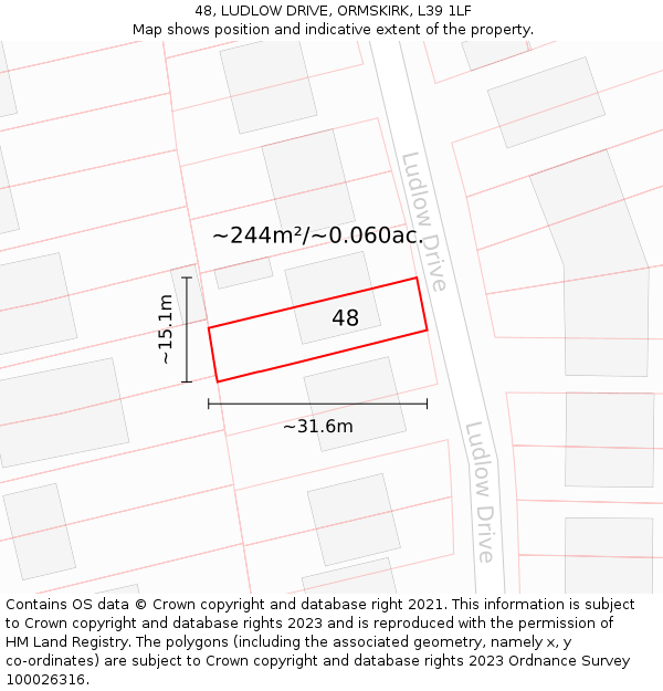 48, LUDLOW DRIVE, ORMSKIRK, L39 1LF: Plot and title map