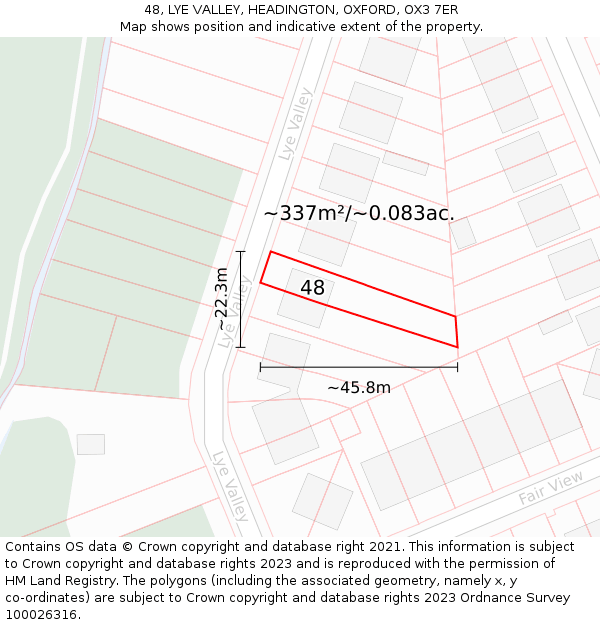 48, LYE VALLEY, HEADINGTON, OXFORD, OX3 7ER: Plot and title map