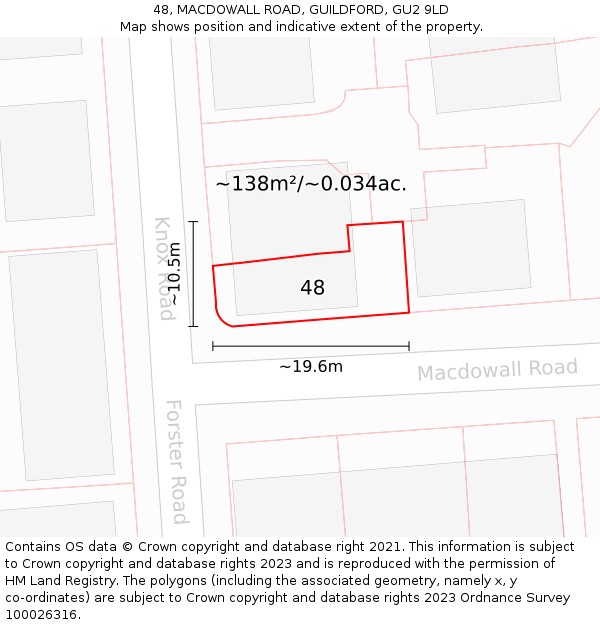 48, MACDOWALL ROAD, GUILDFORD, GU2 9LD: Plot and title map