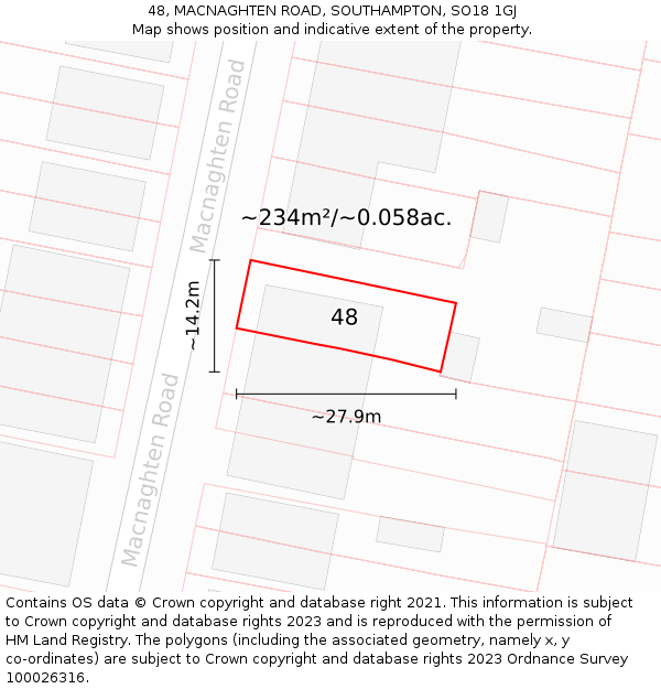48, MACNAGHTEN ROAD, SOUTHAMPTON, SO18 1GJ: Plot and title map