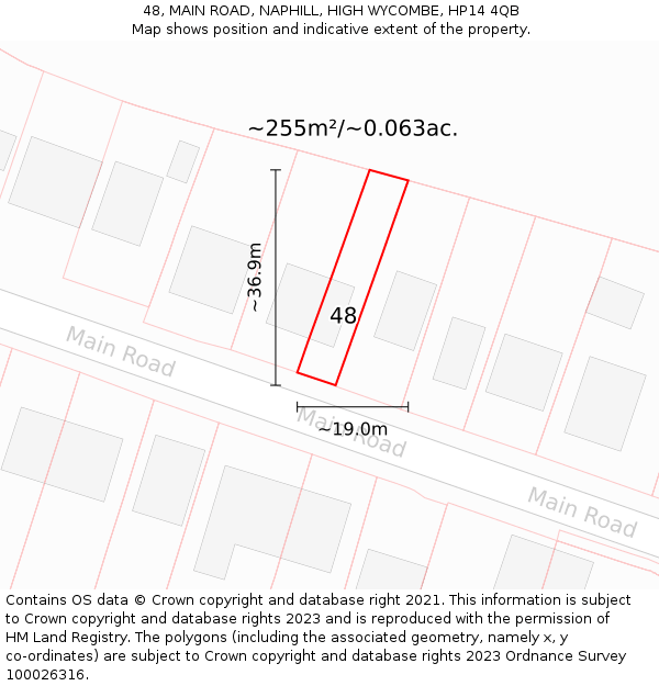 48, MAIN ROAD, NAPHILL, HIGH WYCOMBE, HP14 4QB: Plot and title map