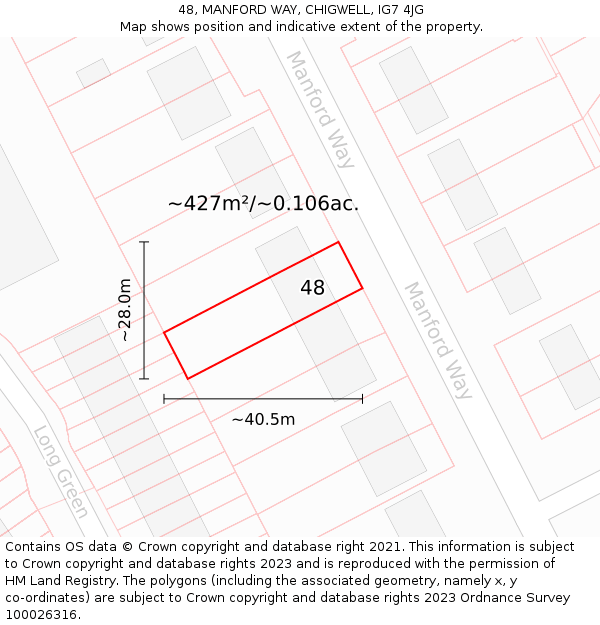 48, MANFORD WAY, CHIGWELL, IG7 4JG: Plot and title map