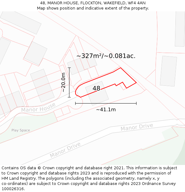 48, MANOR HOUSE, FLOCKTON, WAKEFIELD, WF4 4AN: Plot and title map
