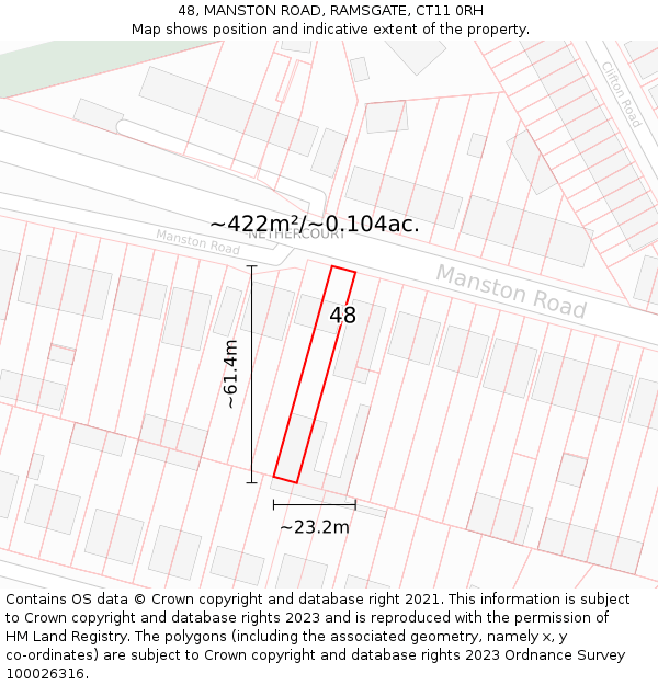 48, MANSTON ROAD, RAMSGATE, CT11 0RH: Plot and title map