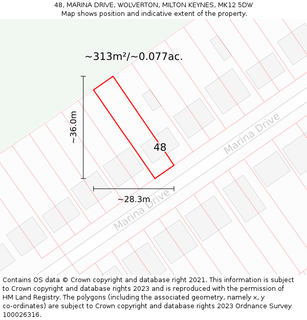 48, MARINA DRIVE, WOLVERTON, MILTON KEYNES, MK12 5DW: Plot and title map