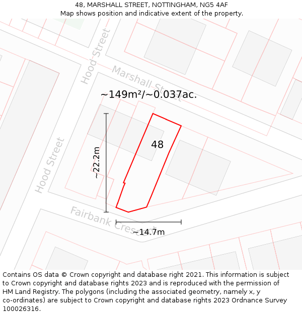 48, MARSHALL STREET, NOTTINGHAM, NG5 4AF: Plot and title map