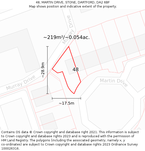 48, MARTIN DRIVE, STONE, DARTFORD, DA2 6BF: Plot and title map