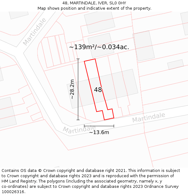 48, MARTINDALE, IVER, SL0 0HY: Plot and title map