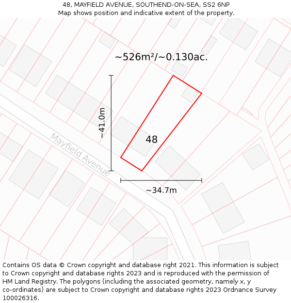 48, MAYFIELD AVENUE, SOUTHEND-ON-SEA, SS2 6NP: Plot and title map