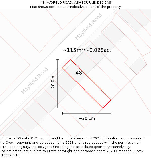48, MAYFIELD ROAD, ASHBOURNE, DE6 1AS: Plot and title map