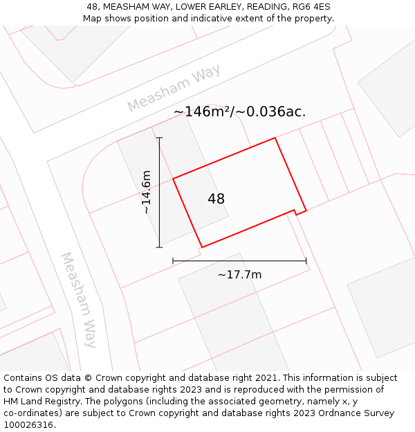48, MEASHAM WAY, LOWER EARLEY, READING, RG6 4ES: Plot and title map