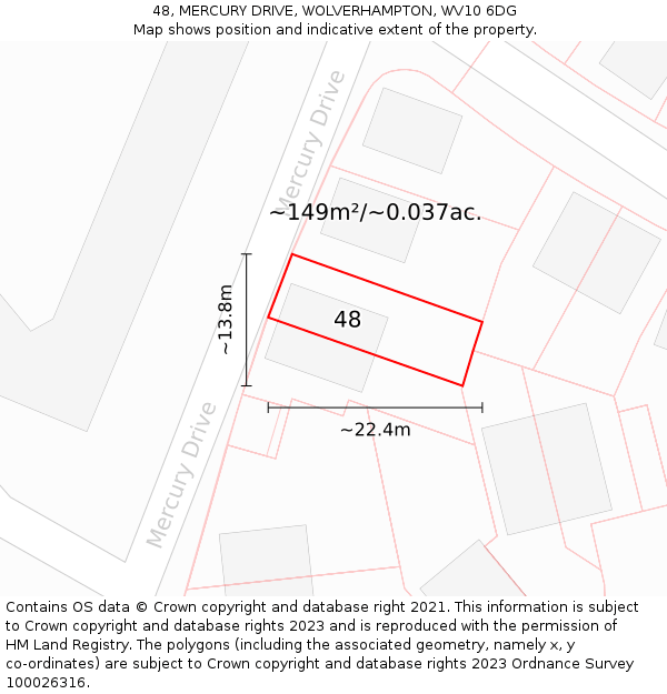 48, MERCURY DRIVE, WOLVERHAMPTON, WV10 6DG: Plot and title map