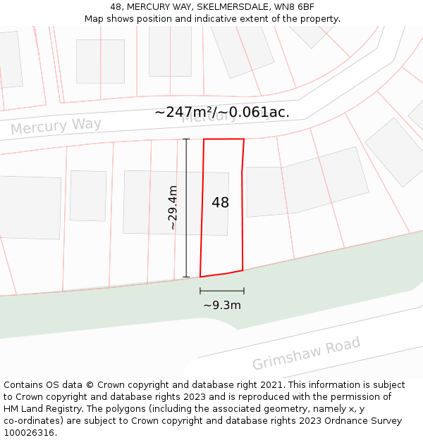 48, MERCURY WAY, SKELMERSDALE, WN8 6BF: Plot and title map