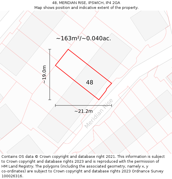 48, MERIDIAN RISE, IPSWICH, IP4 2GA: Plot and title map