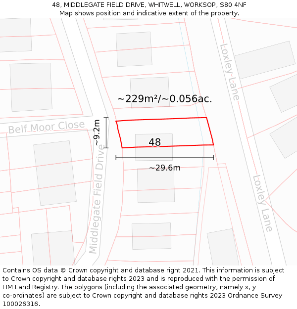48, MIDDLEGATE FIELD DRIVE, WHITWELL, WORKSOP, S80 4NF: Plot and title map