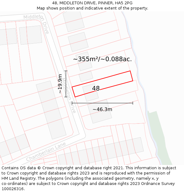 48, MIDDLETON DRIVE, PINNER, HA5 2PG: Plot and title map