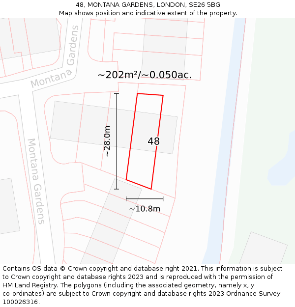 48, MONTANA GARDENS, LONDON, SE26 5BG: Plot and title map