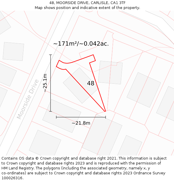 48, MOORSIDE DRIVE, CARLISLE, CA1 3TF: Plot and title map