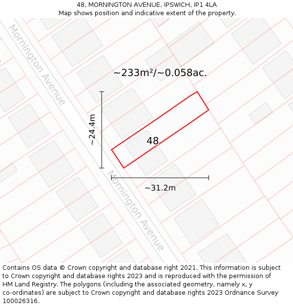 48, MORNINGTON AVENUE, IPSWICH, IP1 4LA: Plot and title map