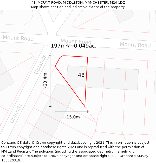 48, MOUNT ROAD, MIDDLETON, MANCHESTER, M24 1DZ: Plot and title map