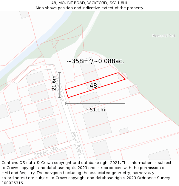 48, MOUNT ROAD, WICKFORD, SS11 8HL: Plot and title map