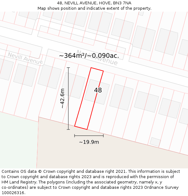 48, NEVILL AVENUE, HOVE, BN3 7NA: Plot and title map