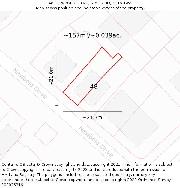 48, NEWBOLD DRIVE, STAFFORD, ST16 1WA: Plot and title map