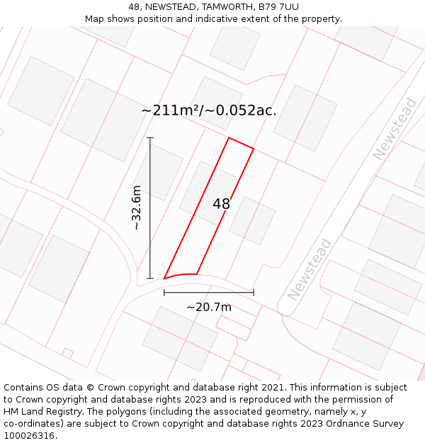 48, NEWSTEAD, TAMWORTH, B79 7UU: Plot and title map