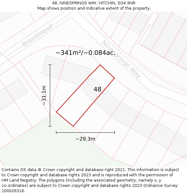 48, NINESPRINGS WAY, HITCHIN, SG4 9NR: Plot and title map