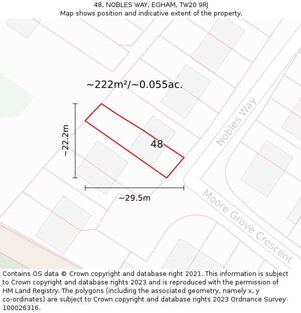 48, NOBLES WAY, EGHAM, TW20 9RJ: Plot and title map