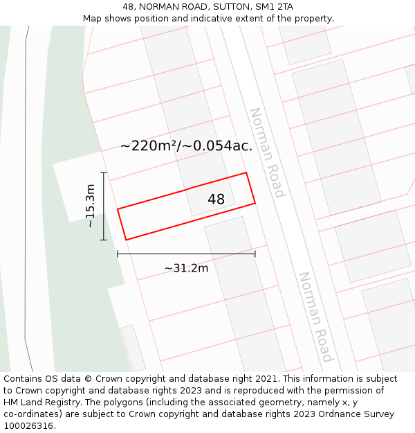 48, NORMAN ROAD, SUTTON, SM1 2TA: Plot and title map