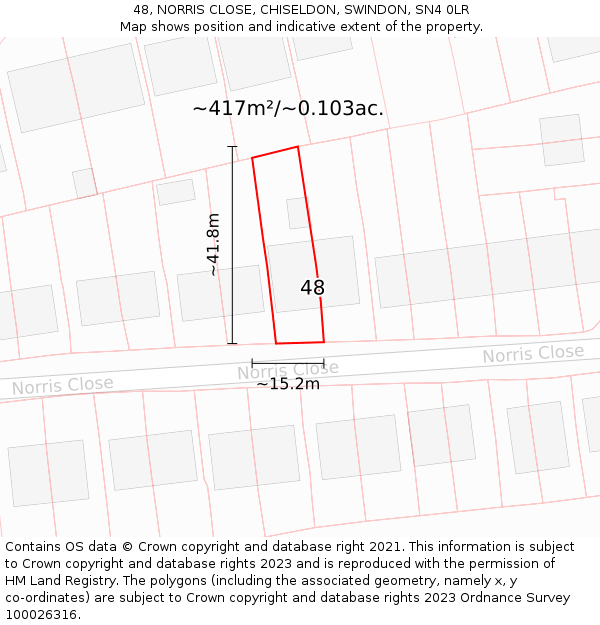 48, NORRIS CLOSE, CHISELDON, SWINDON, SN4 0LR: Plot and title map