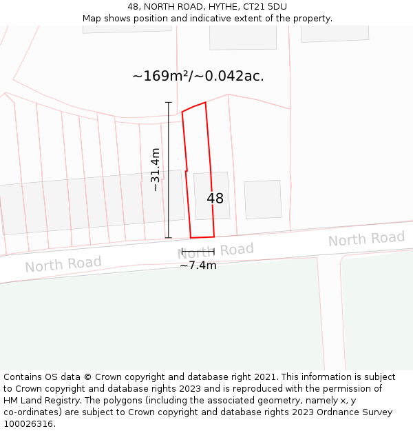 48, NORTH ROAD, HYTHE, CT21 5DU: Plot and title map