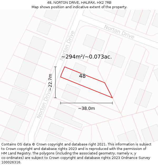 48, NORTON DRIVE, HALIFAX, HX2 7RB: Plot and title map