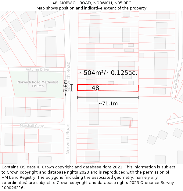 48, NORWICH ROAD, NORWICH, NR5 0EG: Plot and title map