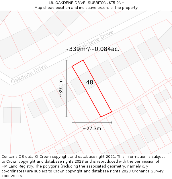 48, OAKDENE DRIVE, SURBITON, KT5 9NH: Plot and title map